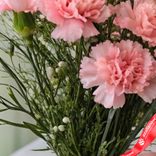 Маленькое фото 5: Букет из 11 розовых гвоздик с лентой