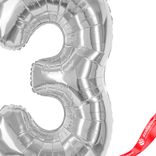 Маленькое фото 3: Шар с гелием «Цифра - 3», 102 см., серебро