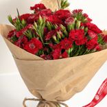 Маленькое фото 2: Букет из 10 гвоздик кустовых красных в крафте, Диантус, Голландия