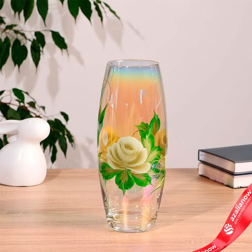 Ваза FLORA «Белая роза» (дымка), d-8 см, 11,5х26 см