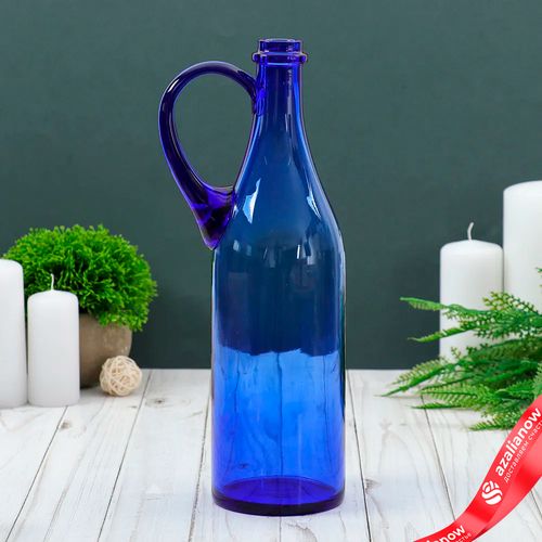 Бутыль «Литр Руч. 1л.», d(дна)=9 см, h=32 см, из синего стекла (без декора)