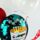 Маленькое фото 3: Композиция из 4 шаров с гелием «С Днем Рождения (торт со свечками)», вар. 2