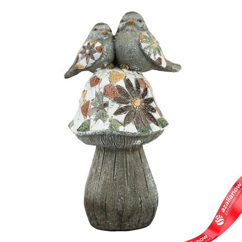 Сувенир «Птички на грибе» (керамика), H40x22х19см, серый