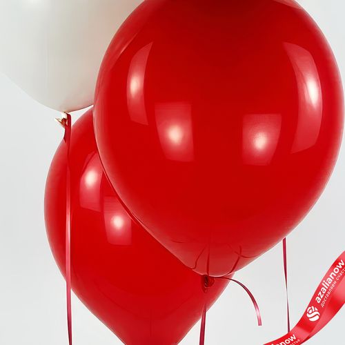 Фото 5: Композиция из 4 шаров с гелием, 30 см, красный, белый