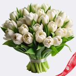 Маленькое фото 1: Букет из 30 белых пионовидных тюльпанов, Голландия