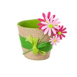 Маленькое фото 1: Горшок (Кашпо) декоративное Ромашка фетр, джут, D15x16см, розовый
