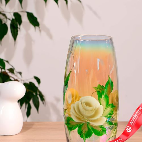 Фото 2: Ваза FLORA «Белая роза» (дымка), d-8 см, 11,5х26 см