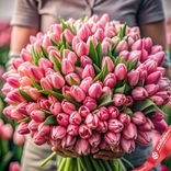Маленькое фото 1: Букет из 400 розовых тюльпанов, Россия