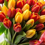 Маленькое фото 3: Букет из 30 красных и желтых тюльпанов, Россия