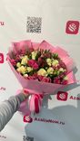 Фото флориста 2: Букет из роз, альстромерий, бувардий «Розы в розовом»