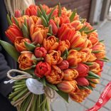 Маленькое фото 1: 101 пионовидный оранжевый и красный тюльпан, Голландия