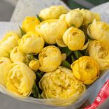 Маленькое фото 2: Букет из 19 желтых пионов в пленке, Голландия