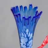 Маленькое фото 3: Ваза «Коралл», h 380 мм, из синего стекла (ручная роспись), рис. № 3 (Бел.)