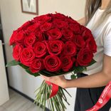 Маленькое фото 1: Акция! 51 премиальная красная роза 50 см, Россия