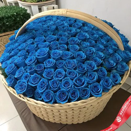 Букет в корзине из 1001 синей розы, 50 см, Россия