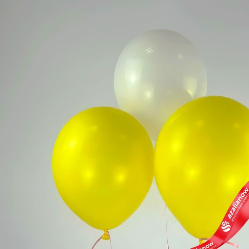 Фото 2: Композиция из 3 шаров с гелием, 30 см, желтый, белый