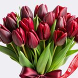 Маленькое фото 2: Букет из 20 бордовых тюльпанов, Россия