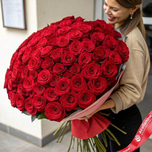 Букет из 101 красной розы, 50 см, Россия