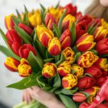 Маленькое фото 2: Букет из 50 красно-желтых тюльпанов, Россия