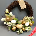 Маленькое фото 2: Венок с яйцами, d-23 см., золотой