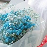 Маленькое фото 3: Букет из 5 синих гипсофил в белой пленке