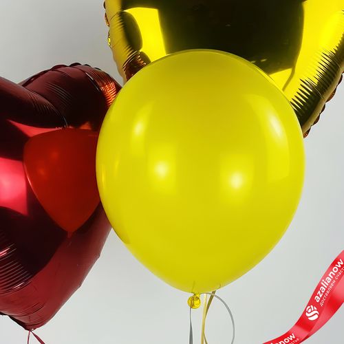 Фото 3: Композиция из 3 шаров с гелием, красный, желтый, золотой