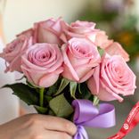 Маленькое фото 3: 9 розовых роз 60 см, Россия