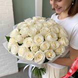 Маленькое фото 1: 31 белая роза, Эквадор, В 60см