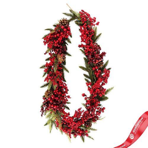 Гирлянда еловая с ягодами и шишками, 183см, зеленый/красный, вид 2