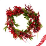 Маленькое фото 1: Гирлянда еловая с ягодами и шишками, 183см, зеленый/красный, вид 3