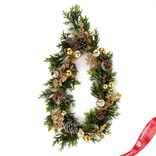 Маленькое фото 1: Гирлянда еловая с ягодами, шишками и шарами, 183см, зеленый/золотой