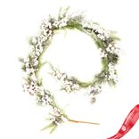 Маленькое фото 1: Гирлянда еловая с ягодами заснеженная, 183см, зеленый/белый