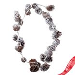 Маленькое фото 2: Гирлянда из шишек заснеженная, 180см, коричневый