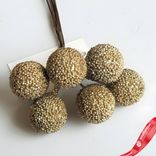 Маленькое фото 1: Набор шариков засахаренных на вставках 6шт., D2,2xL11см, золотой