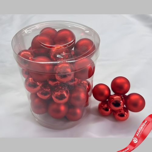 Набор шаров 36 шт. на проволоке (стекло), D2,5-3см, в асс., красный