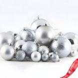 Маленькое фото 2: Набор шаров в тубе 50 шт. (пластик), D3-8см, серебряный