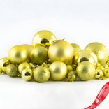 Маленькое фото 2: Набор шаров в тубе 50 шт. (пластик), D3-8см, золотой
