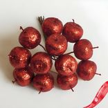 Маленькое фото 3: Набор яблок с глиттером на вставках 12шт., D2,2xL10,5см, красный