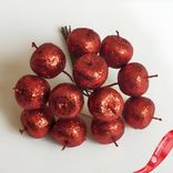 Маленькое фото 1: Набор яблок с глиттером на вставках 12шт., D2,2xL10,5см, красный
