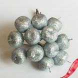 Маленькое фото 2: Набор яблок с глиттером на вставках 12шт., D2,2xL10,5см, серебряный