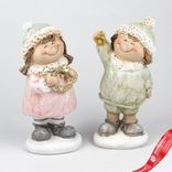 Маленькое фото 1: Сувенир Мальчик/Девочка (полирезин), Н16,5х8,5х7см, в асс., зеленый/розовый