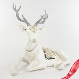 Маленькое фото 2: Сувенир Олень (пенопласт/текстиль), Н50х44х39см, белый/серебряный