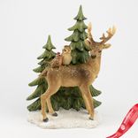 Маленькое фото 1: Сувенир Олень (полирезин), Н20х14х8см, коричневый/зеленый
