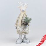 Маленькое фото 1: Сувенир Олень с елочкой (полирезин), Н24,5х9х11см, белый