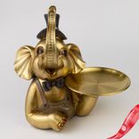 Маленькое фото 2: Сувенир Слоник с подносом (полирезин), H26x19x15,5см, золотой