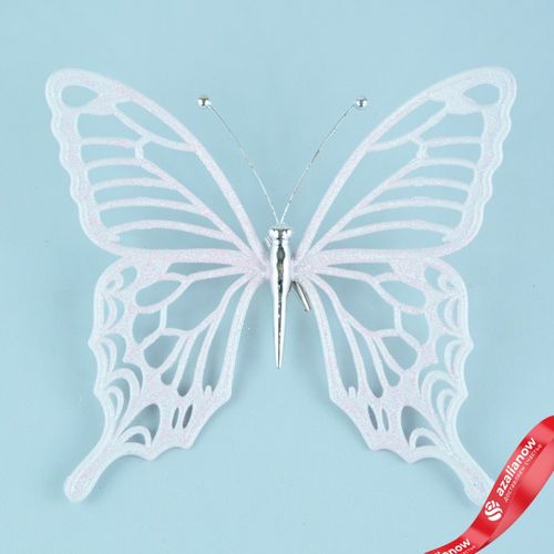 Украшение подвесное Бабочка с глиттером (пластик), 15х15см, розовый