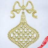 Маленькое фото 3: Украшение подвесное Капля с глиттером, 15см, в асс., золотой