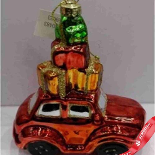 Украшение подвесное Машинка (стекло), Н11х9,5х5см, красный