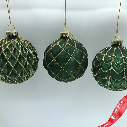 Украшение подвесное Шар (стекло), D8см, зеленый, вид 3