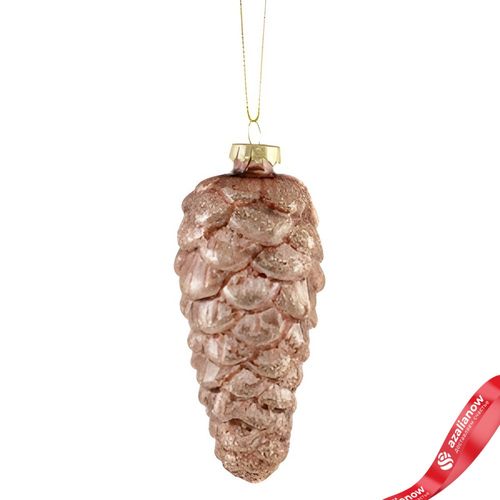 Украшение подвесное Шишка с глиттером (стекло), 5,5х13см, коричневый